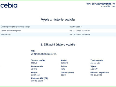 KNAUS VAN I 650 MEG - komisní prodej